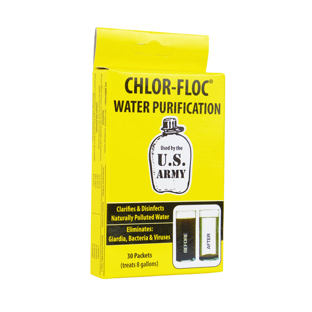 Chlor-Floc Water Purification Powder Packets, 30 Pack