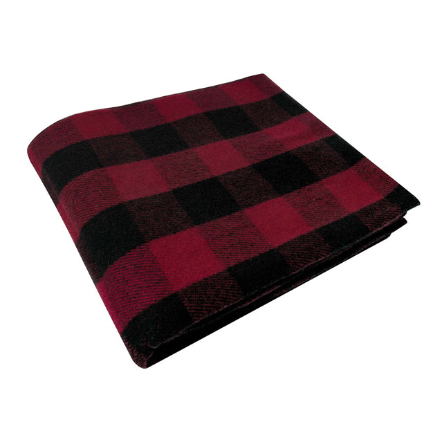 American Buffalo Red Plaid Wool Camping Blanket, 62"x80"