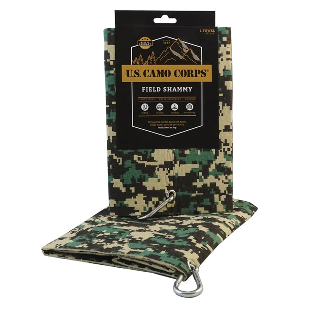 U.S. Camo Corps Camouflage Field Shammy Towel, Woodland Digital
