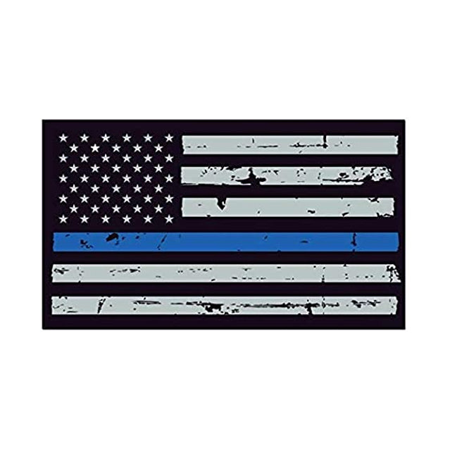 Distressed Thin Blue Line American Flag Law Enforcement Police Bumper Sticker Decal