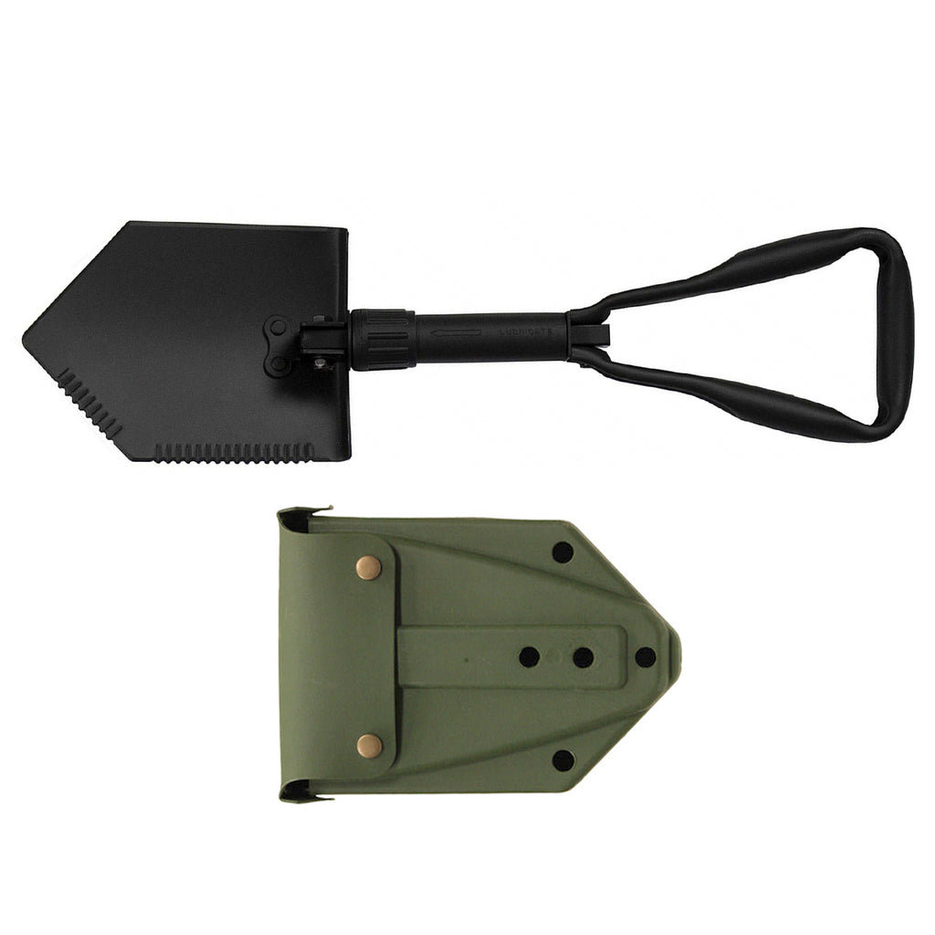 Military Folding E-Tool Shovel & Rubber Carrying Case