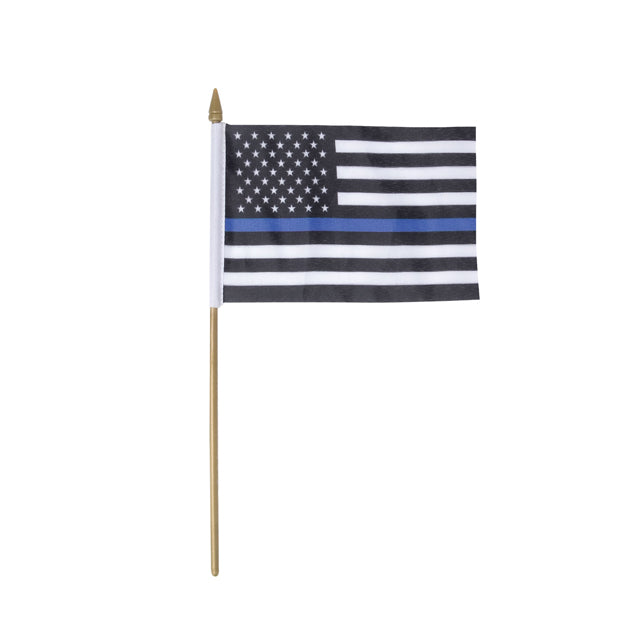Thin Blue Line U.S. 4"x6" Small Stick Flag