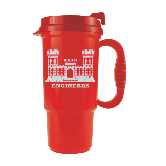 U.S. Army Engineers Travel Coffee Mug & Lid, Red