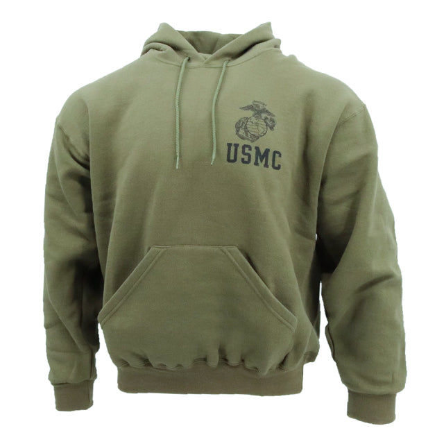 U.S. Marines USMC Deployment Hooded Pullover Sweatshirt Hoodie, OD Green