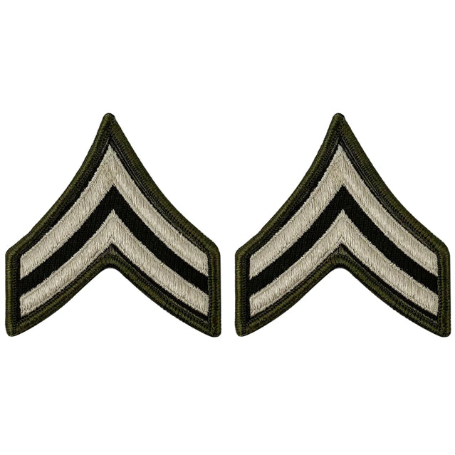 U.S. Army Corporal E-4 Rank Chevron Patches, AGSU Green Service Uniform