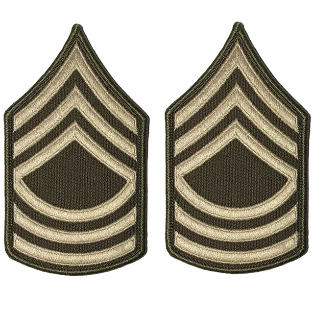 U.S. Army Master Sergeant E-8 Rank Chevron Patches, AGSU Green Service Uniform