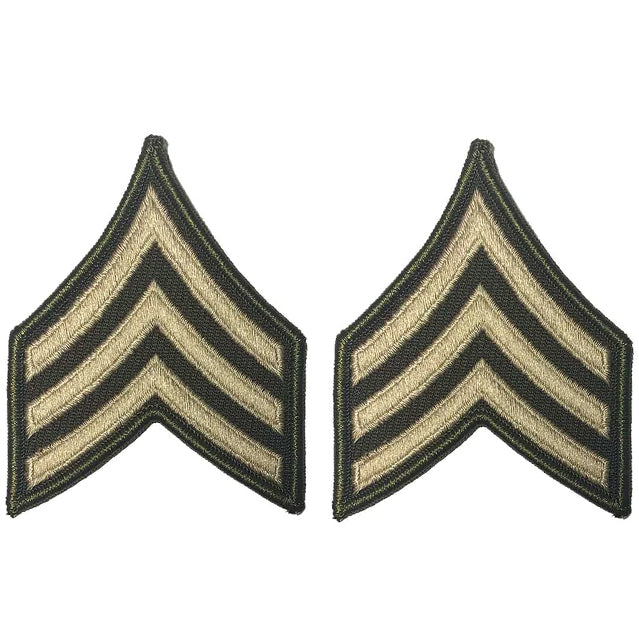 U.S. Army Sergeant E-5 Rank Chevron Patches, AGSU Green Service Uniform