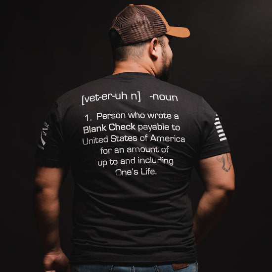 Grunt Style Veteran Blank Check Definition Graphic Tee T-Shirt, Men's