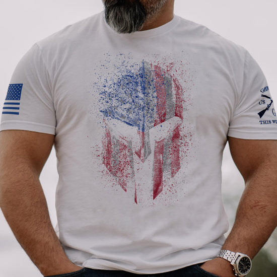 Grunt Style American Spartan Patriotic Graphic Tee T-Shirt, Men's White Shirt