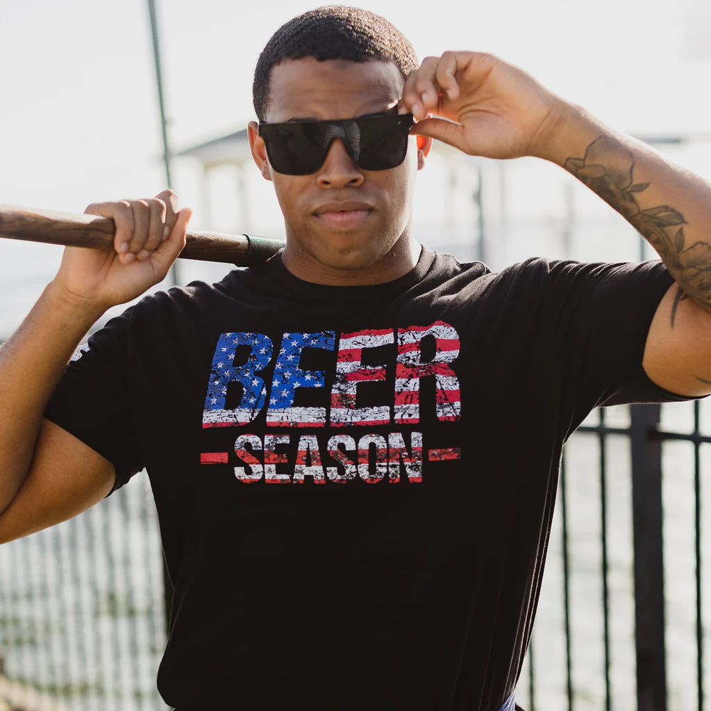 Grunt Style Beer Season Patriotic Graphic Tee T-Shirt, Men's