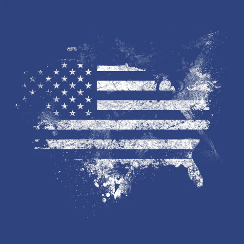 Grunt Style American Acid Patriotic Graphic Tee T-Shirt, Men's Royal Blue