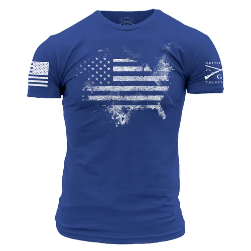Grunt Style American Acid Patriotic Graphic Tee T-Shirt, Men's Royal Blue