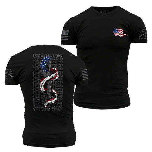Grunt Style 2A This We'll Defend Patriotic Graphic Tee T-Shirt, Men's - 2nd Amendment