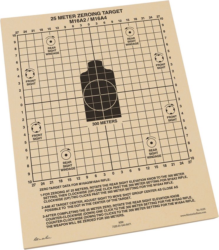Zeroing Paper R4a3 Rite in the Rain Paper 25m Zeroing Shooting Target Sheets (100 Pack ...