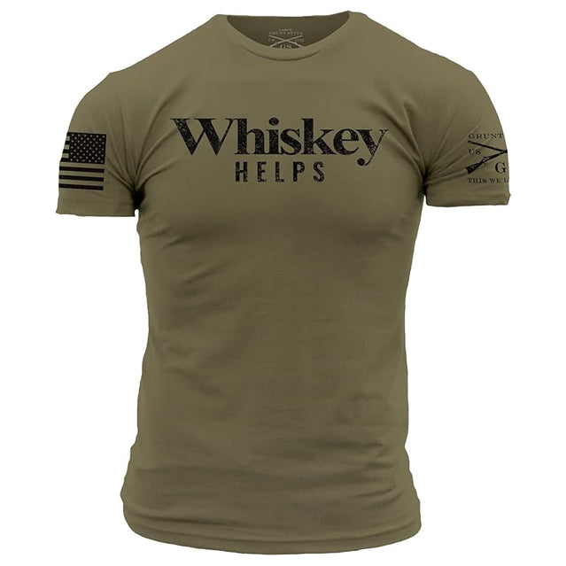 Grunt Style "Whiskey Helps" Graphic Tee T-Shirt, Men's