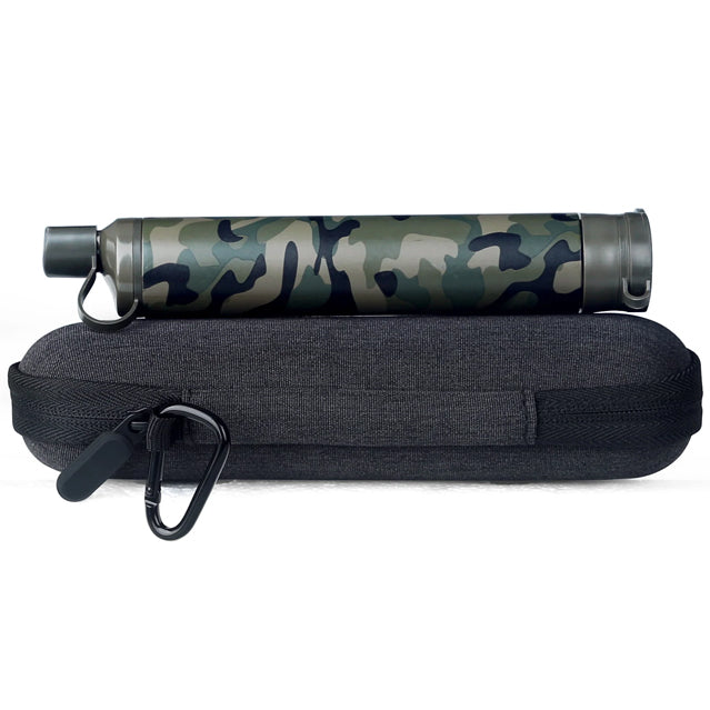 Membrane Solutions Survival Water Filter Purifier Straw with Case, Camouflage