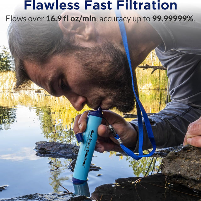 Membrane Solutions Survival Water Filter Drinking Straw with Portable Case, Camping Hiking Emergency