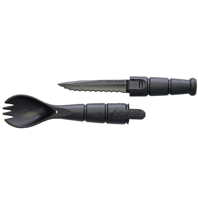 KA-BAR Tactical MRE Spork, Spoon/Fork/Serrated Knife Combo, Black