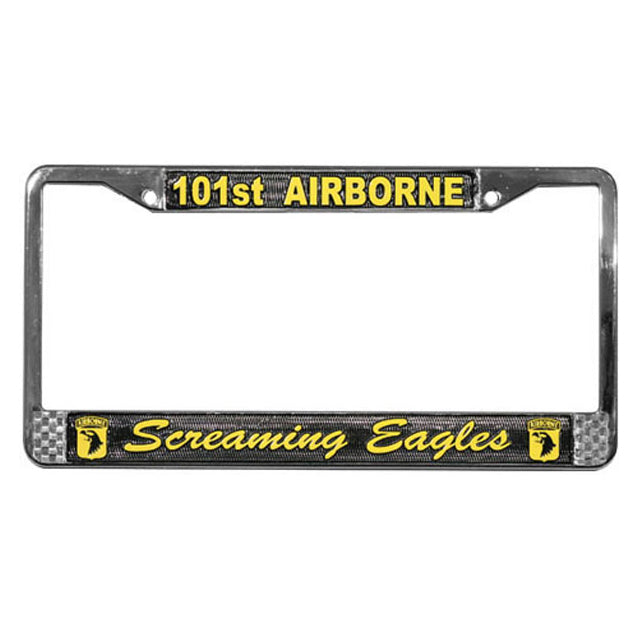 US Army 101st Airborne Screaming Eagles Veteran Chrome Metal License Plate Frame