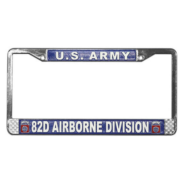US Army 82nd Airborne Division Veteran Chrome Metal License Plate Frame