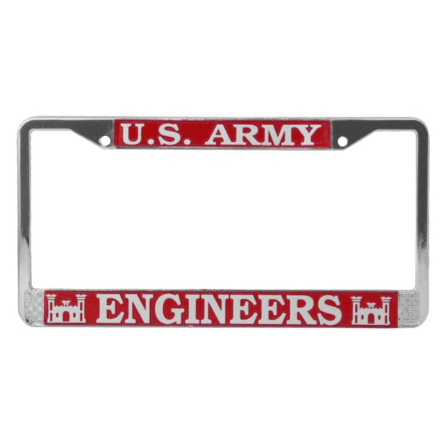 US Army Engineers Veteran Chrome Metal License Plate Frame