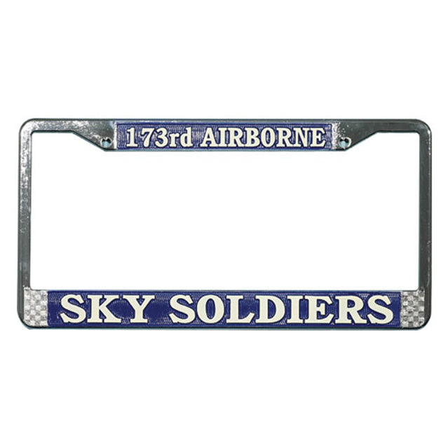 United States US Army 173rd Airborne Brigade Sky Soldiers Veteran Chrome Metal License Plate Frame