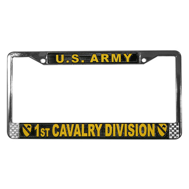 United States US Army 1st Cavalry Division Veteran Chrome Metal License Plate Frame