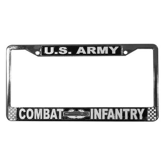 United States US Army Combat Infantry Veteran Chrome Metal License Plate Frame