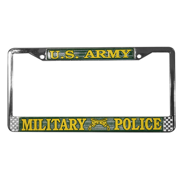 United States US Army Military Police (MP) Veteran Chrome Metal License Plate Frame
