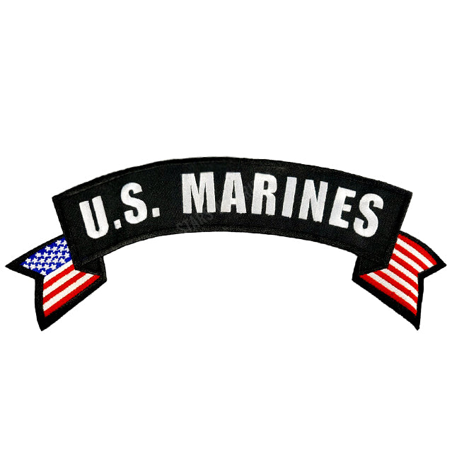 US Marines USMC Veteran Rocker 10.5" Large Iron or Sew-On Back Patch