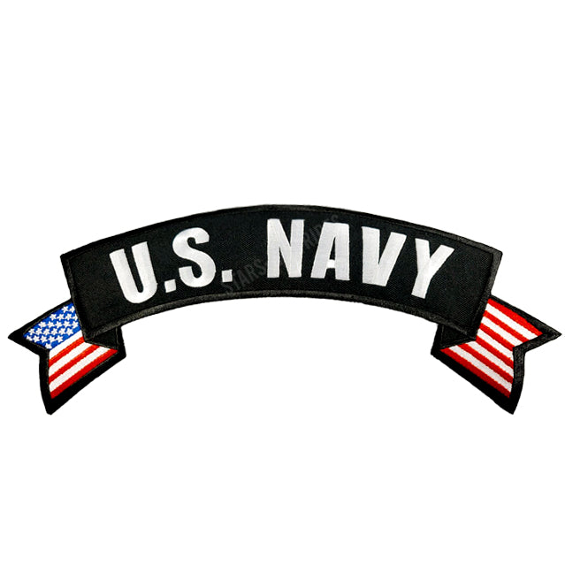 US Navy USN Veteran Rocker 10.5" Large Iron or Sew-On Back Patch