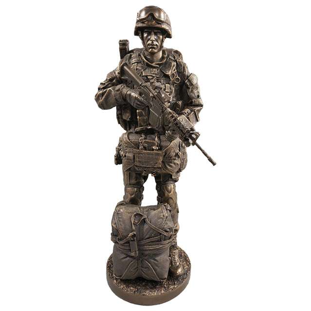 US Army Airborne Military Parachutist Soldier - Bronze Collectible Honor Statue