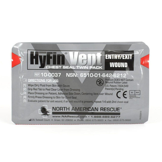 HyFin Vent Chest Seal Twin Pack, Entry/Exit Wounds