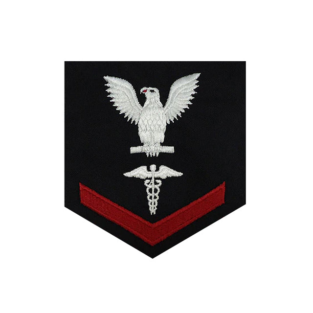 U.S. Navy Hospital Corpsman (HM) Rating Patch, Blue (Tailored to E-4, E-5, or E-6)