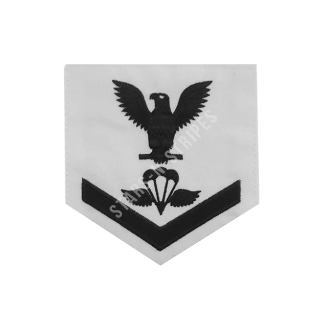 U.S. Navy Aircrew Survival Equipmentman Rating Patch, White (Tailored to E-4, E-5, or E-6)