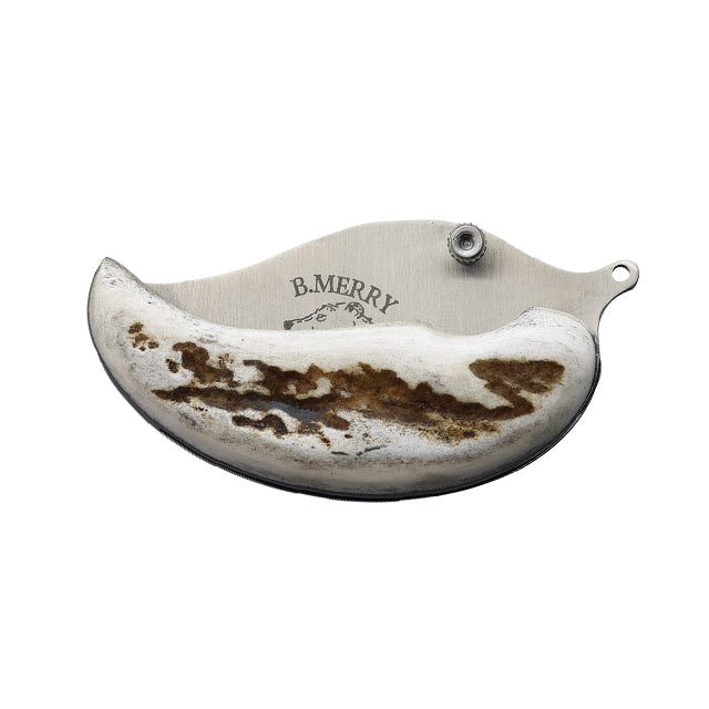 Pocket Ulu Folding Knife with Polished Caribou Antler Handle