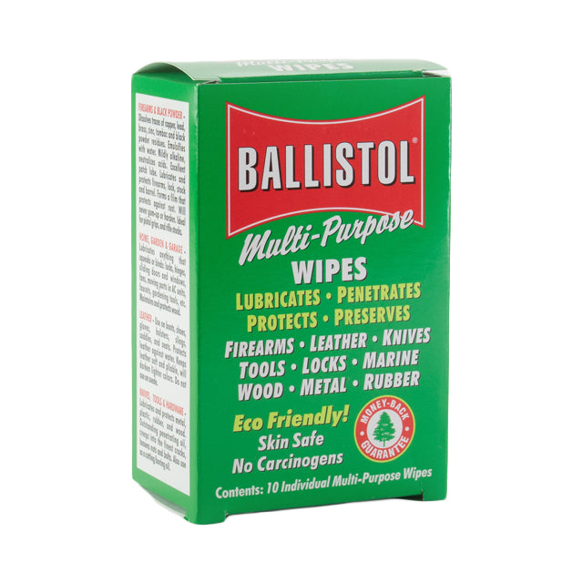Ballistol Multi-Purpose Tool and Weapons Cleaning Oil Wipes, 10 Pack