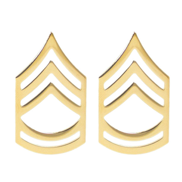 Army PFC Private First Class Rank Gold Pin-On - Pair