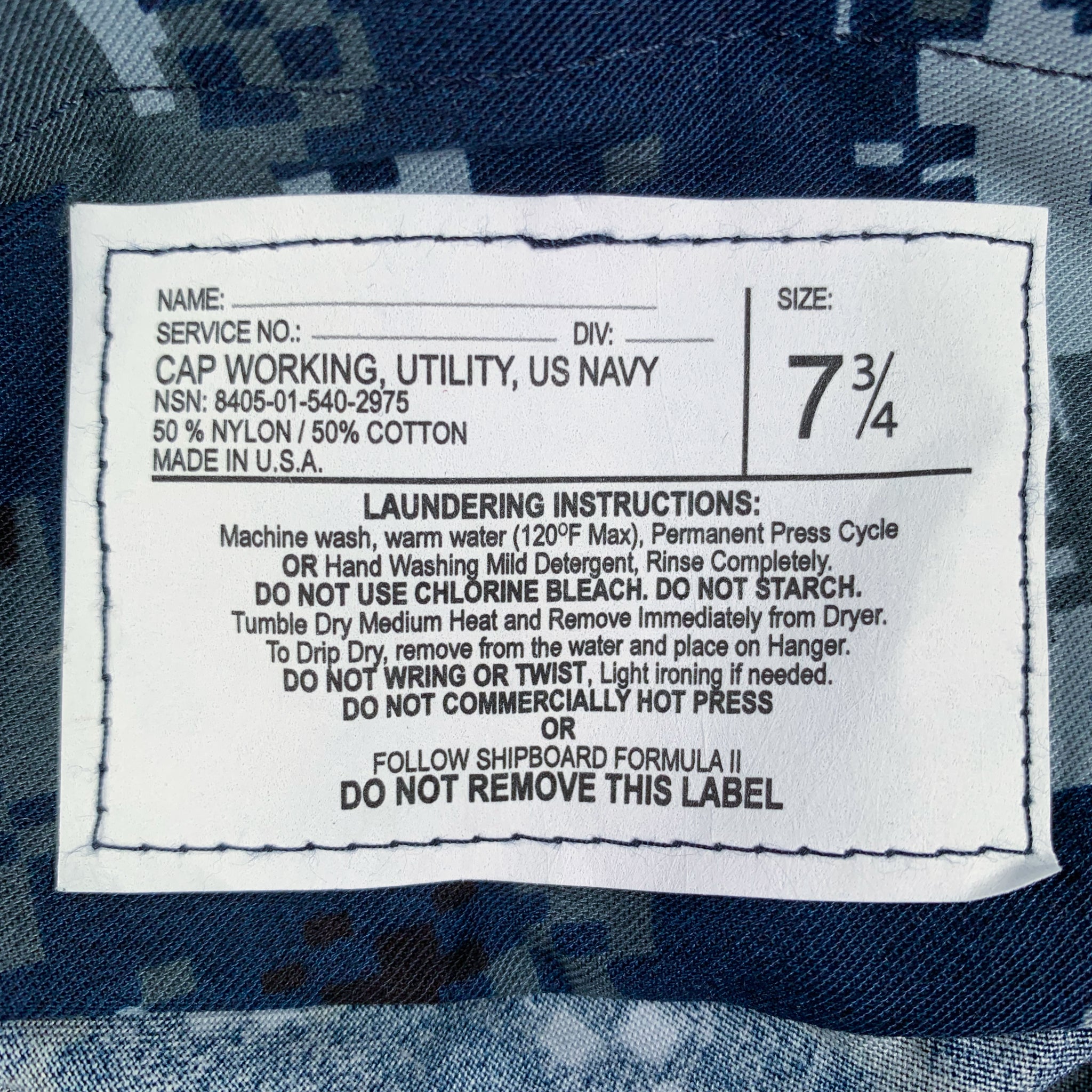 本物 米海軍 USNavy NWU Type I ブーニーハット (7 3/4)