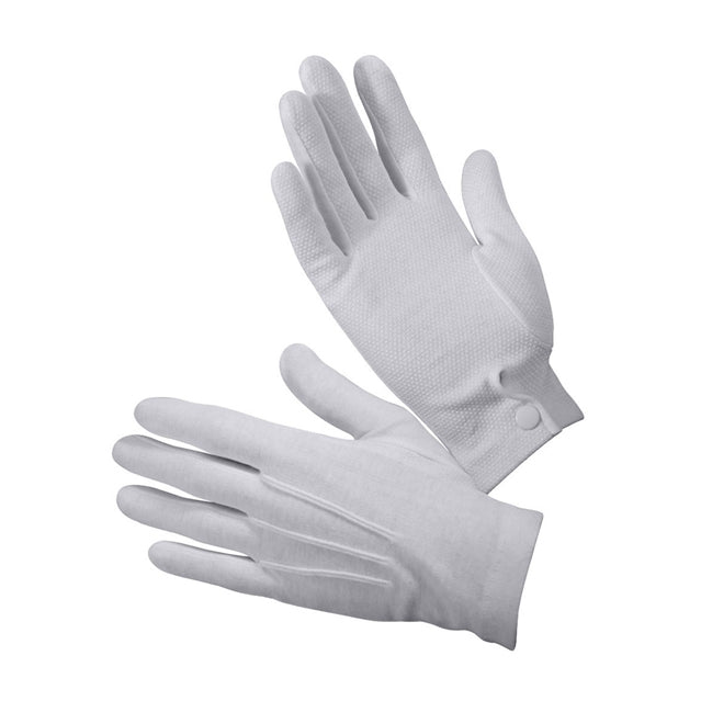 White Dress Gloves, Snap Closure & Firm-Grip Dots