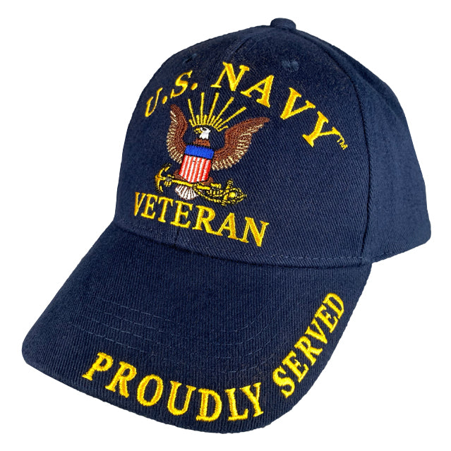 Navy Veteran Proudly Served Hat, Navy Blue