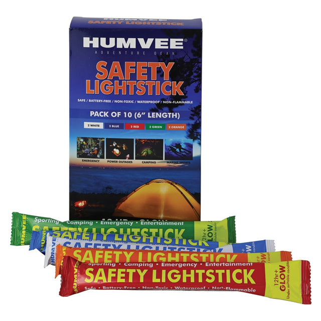 Humvee 6" Military Safety Glowstick Chem Light Rods, 10 Pack