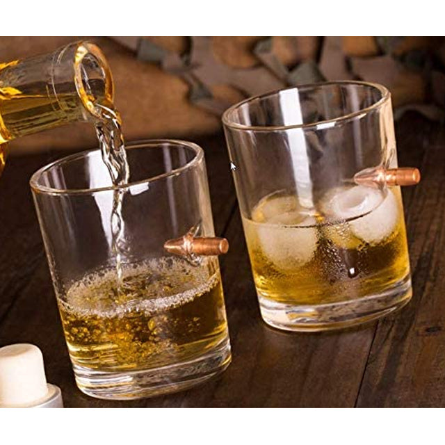 Bulletproof .308 Whiskey Glass With Embedded Bullet Round, 10oz