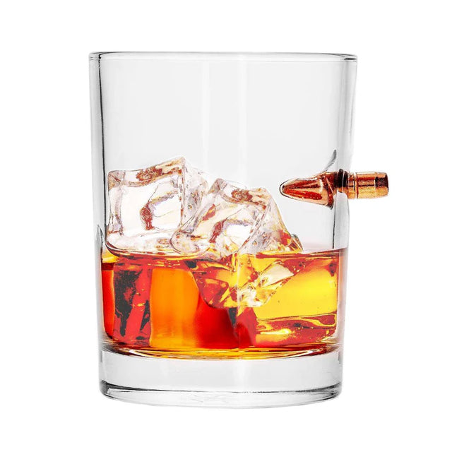 Bulletproof .308 Whiskey Glass With Embedded Bullet Round, 10oz