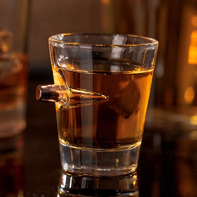 Bulletproof Shot Glass with Embedded .308 Bullet Round, 1.5oz | STARS-N ...