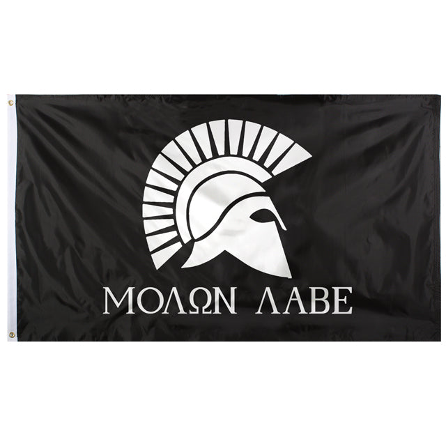 Molon Labe Spartan Helmet 3'x5' Black Flag, Polyester