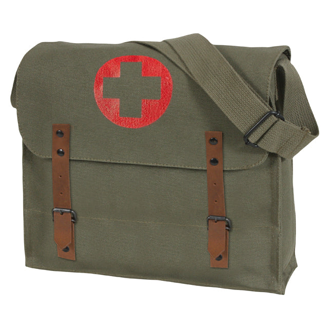 Canvas Medic First Aid Shoulder Bag, OD Green