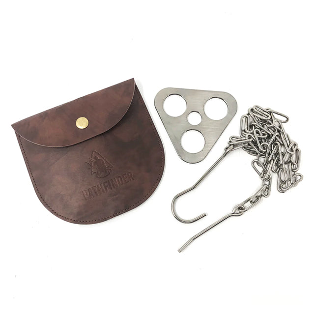Pathfinder Campfire Cooking Tripod Survival Kit Leather Pouch
