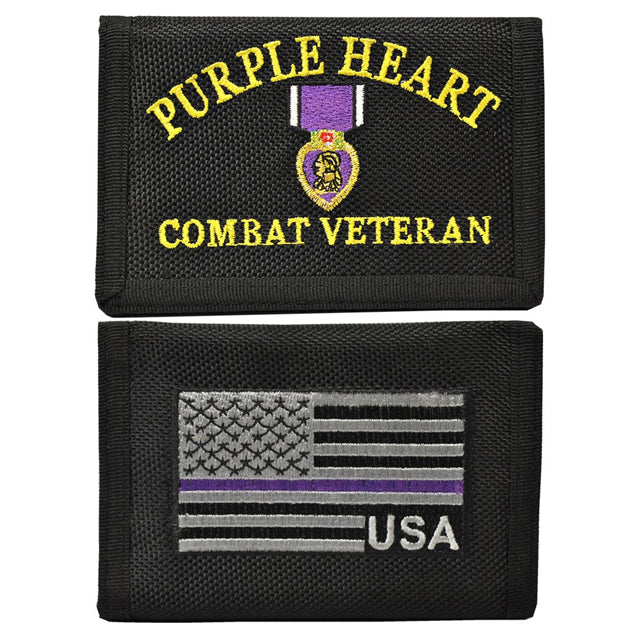 Purple Heart Combat Veteran Nylon Tri-Fold Wallet