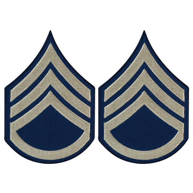 U.S. Army Staff Sergeant Rank Patches WWII, Khaki & Blue